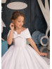 Off Shoulder White Satin Gorgeous Flower Girl Dress